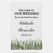 Woodland Forest Welcome Wedding Green アクリルサイン (正面)