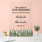 Woodland Forest Welcome Wedding Green アクリルサイン (ウェディング)