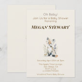 Woodland Fox Baby Shower  招待状 (正面/裏面)