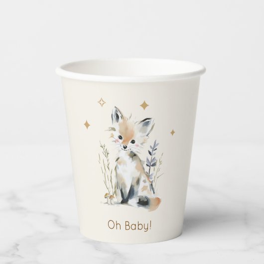 Woodland Fox Baby Shower paper cups 紙コップ (正面)