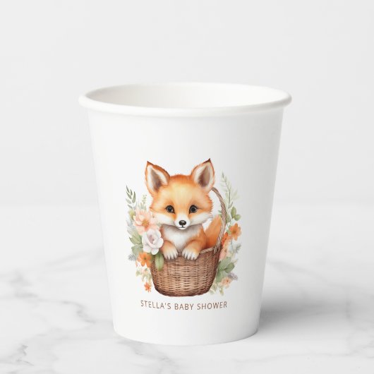 Woodland Fox Baby Shower Personalized Party 紙コップ (正面)