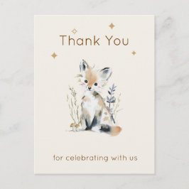 Woodland Fox Baby Shower Thank You Card ポストカード