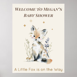 Woodland Fox Baby Shower Welcome Sign ポスター
