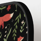 Woodland Fox Botanical Pattern Custom Name ピックルボールラケット (左詳細)