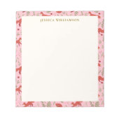 Woodland Fox Botanical Pattern Personalized Name ノートパッド (正面)