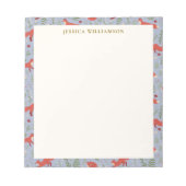 Woodland Fox Botanical Pattern Personalized Name ノートパッド (正面)