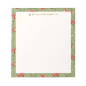 Woodland Fox Botanical Pattern Personalized Name ノートパッド (正面)