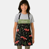 Woodland Fox Botanical Personalized Kids エプロン (インサイチュ)