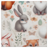 Woodland Fox Bunny Watercolor Boho Nursery Fabric ファブリック (見本)
