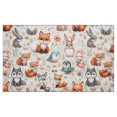 Woodland Fox Bunny Watercolor Boho Nursery Fabric ファブリック (ファットクウォーター)