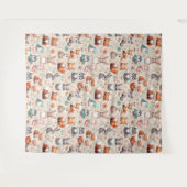 Woodland Fox Bunny Watercolor Boho Nursery Tapestr タペストリー (正面(横))