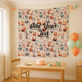 Woodland Fox Bunny Watercolor Boho Nursery Tapestr タペストリー