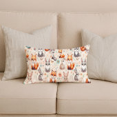 Woodland Fox Bunny Watercolor Boho Throw Pillow クッション