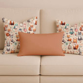 Woodland Fox Bunny Watercolor Boho Throw Pillow クッション