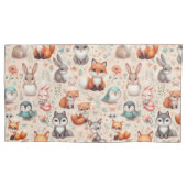Woodland Fox Bunny Watercolor Nursery Pillowcase 枕カバー (正面左)