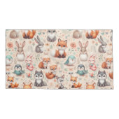 Woodland Fox Bunny Watercolor Nursery Pillowcase 枕カバー (裏面-左)