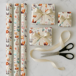 Woodland Fox Bunny Wrapping Paper Bundle of 3 ラッピングペーパーシート