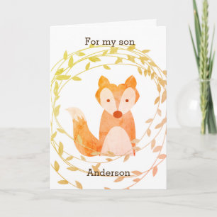 Woodland Fox Fall Birthday Son カード