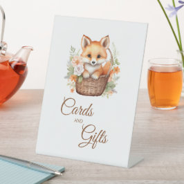 Woodland Fox Floral Cards & Gifts Baby Shower Sign 台座サイン