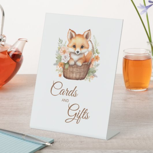 Woodland Fox Floral Cards & Gifts Baby Shower Sign 台座サイン (インサイチュ)