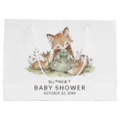 Woodland Fox Girl Baby Shower  ラージペーパーバッグ (裏面)
