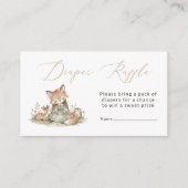Woodland Fox Girl Baby Shower Diaper Raffle Card エンクロージャーカード (正面)