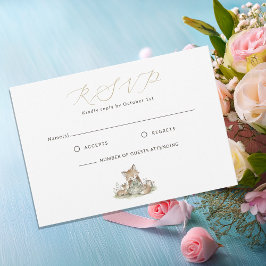 Woodland Fox Girl Baby Shower RSVP Card