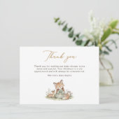 Woodland Fox Girl Baby Shower Thank You Card サンキューカード (スタンド正面)