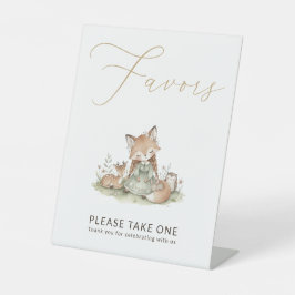 Woodland Fox Girl Favors Baby Shower 台座サイン