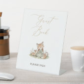 Woodland Fox Girl Guest Book Baby Shower 台座サイン (インサイチュ)