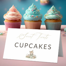 Woodland Fox Girl Sweet Treats Cupcakes Food Label プレイスカード