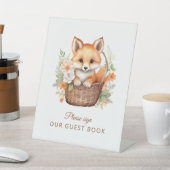 Woodland Fox Guest Book Baby Shower 台座サイン (インサイチュ)