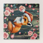 Woodland fox in Christmas hat jigsaw puzzle ジグソーパズル (横)