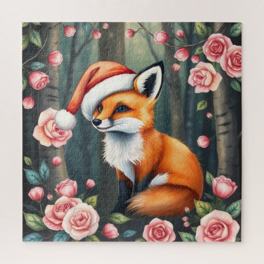 Woodland fox in Christmas hat jigsaw puzzle ジグソーパズル (縦)
