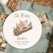Woodland Fox Neutral Oh Baby Shower Invitation 招待状