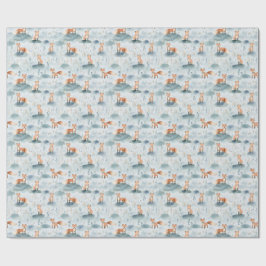 Woodland Fox Nursery Design,Baby Boy Forest Animal ラッピングペーパー