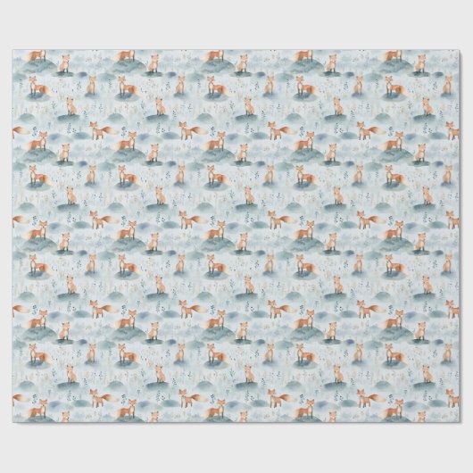 Woodland Fox Nursery Design,Baby Boy Forest Animal ラッピングペーパー (フラット)