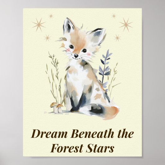 Woodland Fox Nursery Quote Wall Art ポスター (正面)