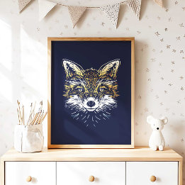 Woodland Fox Nursery Wall Art Poster Print ポスター