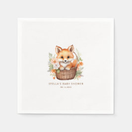 Woodland Fox Personalized Baby Shower Napkins スタンダードカクテルナプキン