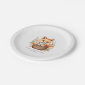 Woodland Fox Personalized Baby Shower Paper Plates ペーパープレート (アングル)