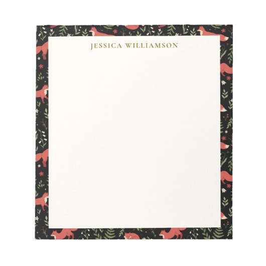 Woodland Fox Personalized Name ノートパッド (正面)