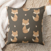 Woodland Fox Throw Pillow – Neutral Nursery Forest クッション (ブランケット)