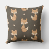Woodland Fox Throw Pillow – Neutral Nursery Forest クッション (裏面)
