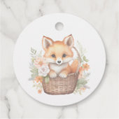 Woodland Fox Watercolor Florals Baby Shower フェイバータグ (裏面)