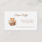 Woodland Fox Watercolor Florals Diaper Raffle Card エンクロージャーカード (正面)