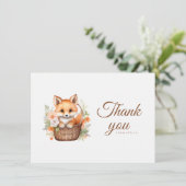 Woodland Fox Watercolor Florals Flat サンキューカード (スタンド正面)