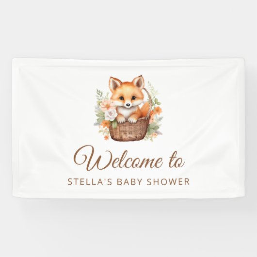 Woodland Fox Welcome Baby Shower Banner 横断幕 (横)