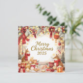 Woodland Foxes Custom Photo Christmas Card シーズンカード (スタンド正面)