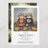 Woodland Foxes Fall Baby Shower 招待状 (正面/裏面)